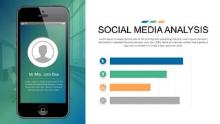 SOCIAL MEDIA ANALYSIS
Lorem Ipsum is simply dummy text of the
printing and typesetting industry. Lorem
Ipsum has been the industry's standard
dummy text ever since the 1500s.
Lorem Ipsum is simply dummy text of the printing and typesetting industry. Lorem Ipsum has been
the industry's standard dummy text ever since the 1500s, when an unknown printer took a galley of
type and scrambled it to make a type specimen book.
Mr./Mrs. John Doe
 
