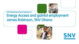 SVI Workshop Panel Session 3:
Energy Access and gainful employment
James Robinson, SNV Ghana
 