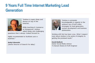9 Years Full Time Internet Marketing Lead
Generation
 