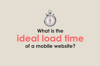 One Second
* Google
7 seconds* average for a typical
mobile website
 