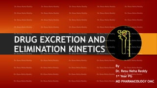 DRUG EXCRETION AND
ELIMINATION KINETICS
By
Dr. Resu Neha Reddy
1st Year PG
MD PHARMACOLOGY OMC
 