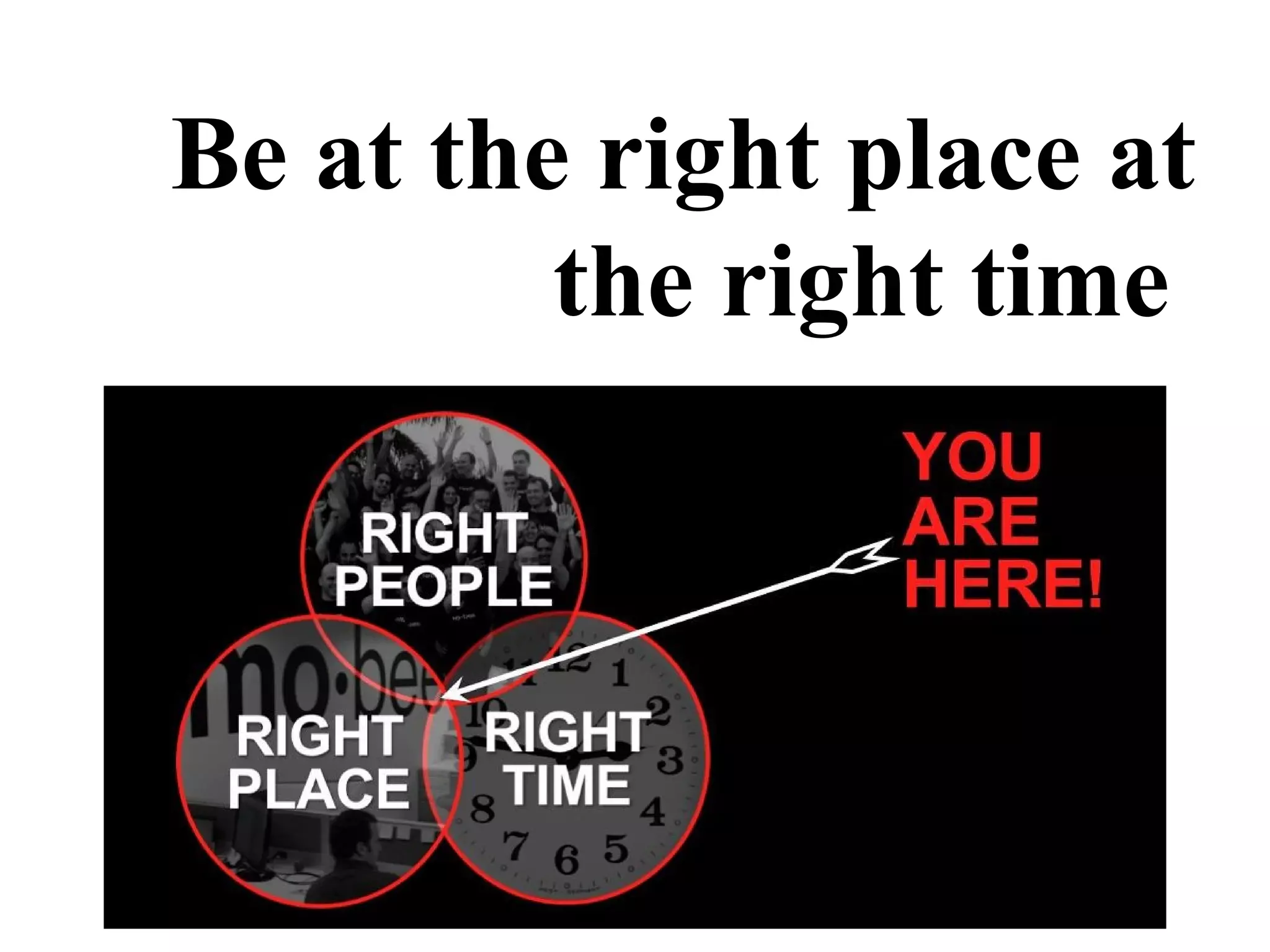 Be at the right place at
the right time