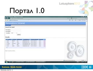 Портал 1.0




                             |   © 2012 IBM Corporation




Wednesday, April 25, 12
 