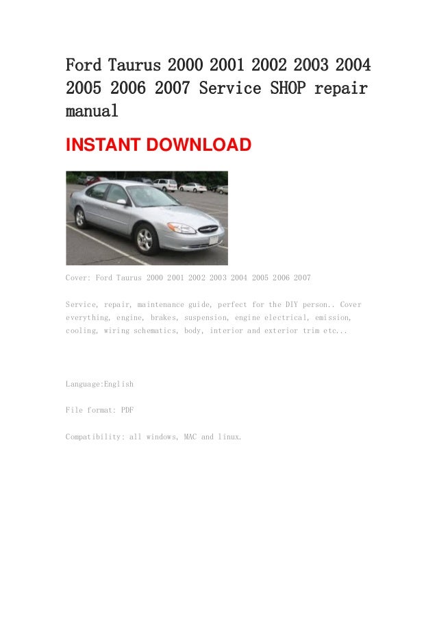 2006 Ford taurus owners manual download #7