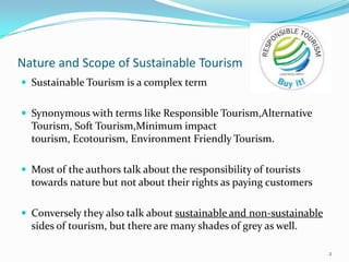 Nature and Scope of Sustainable Tourism | PPTX