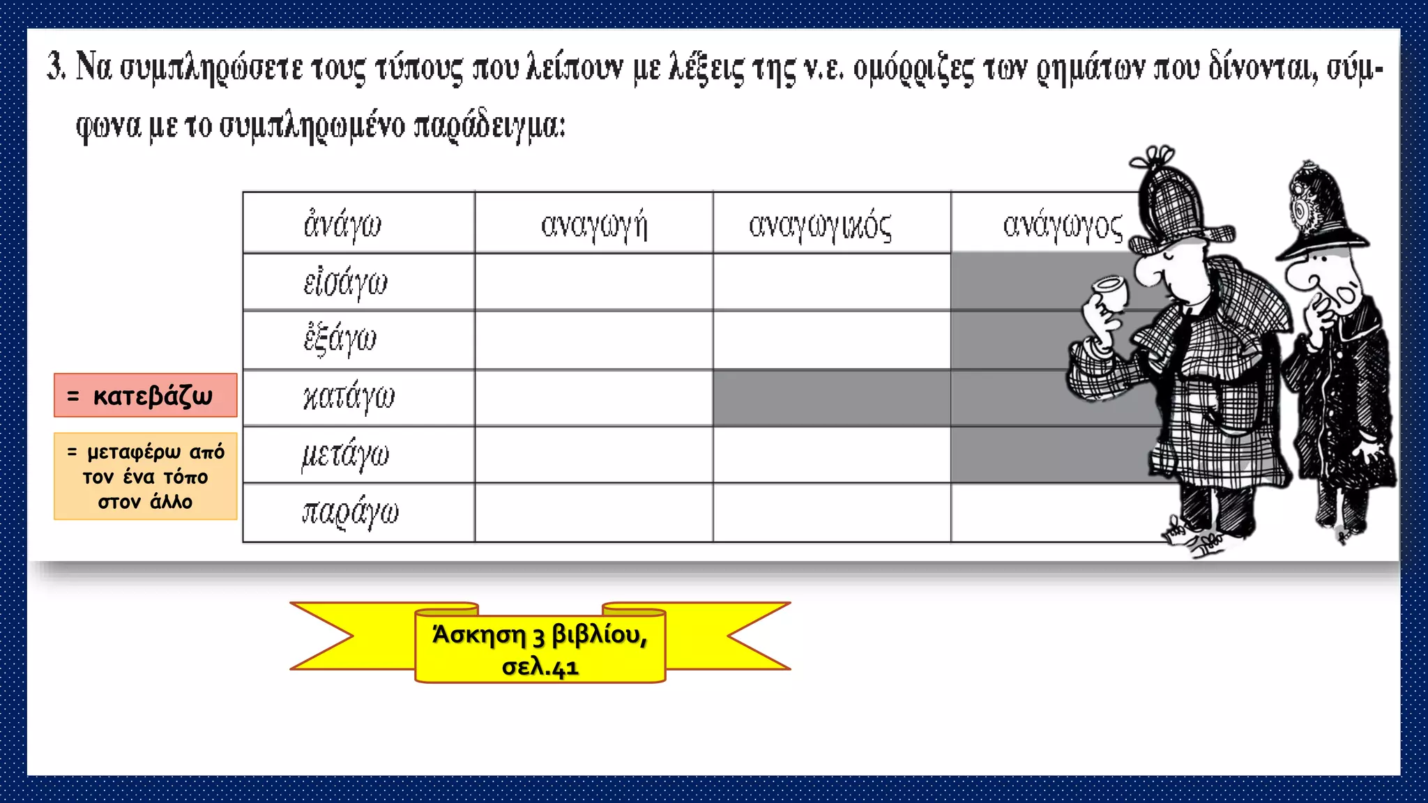 = κατεβάζω
= μεταφέρω από
τον ένα τόπο
στον άλλο
Άσκηση 3 βιβλίου,
σελ.41
 