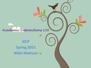 Academic Interactions 130
IECP
Spring 2015
Nikki Mattson
 