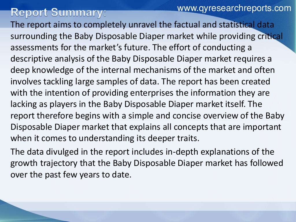 New Report Published Global Baby Disposable Diaper Industry Report 2016