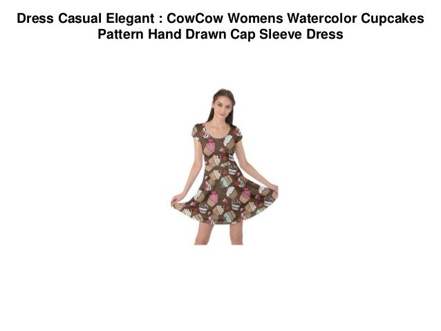 Dress Casual Elegant Cowcow Womens Watercolor Cupcakes Pattern Hand