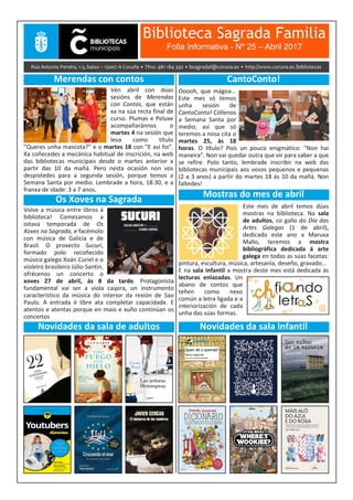 Biblioteca Sagrada Familia
Folla Informativa - Nº 25 – Abril 2017
 