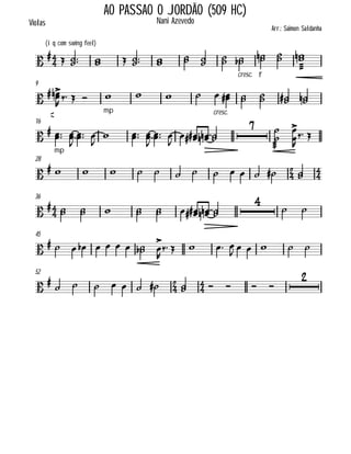 

Violas
AO PASSAO O JORDÃO (509 HC)
(iq com swing feel)
Arr.: Saimon Saldanha
Nani Azevedo
          
cresc.

f
 


9
  
   
mp
   
cresc.
     
16
 
mp
 

 

  

 

   








 
28



              


36
          

 
45
          


    
     
52



 
           

 