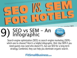 9)SEO vs SEM – 
An Infographic 
Search engine optimization (SEO) vs search engine marketing (SEM)– 
which one to choose? H...