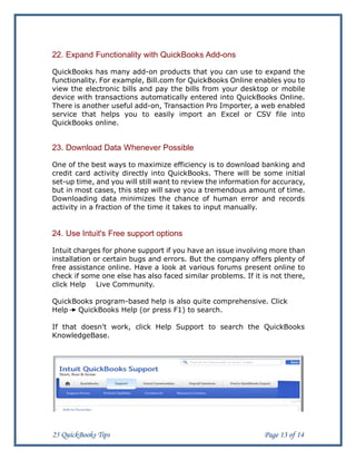 25 quickbooks tips | PDF