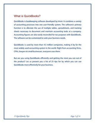 25 quickbooks tips | PDF