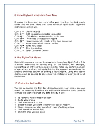 25 quickbooks tips | PDF