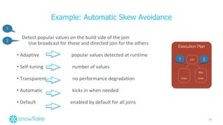 19
•
•
•
•
•
Example: Automatic Skew Avoidance
Execution Plan
2
scan
join
scan
filter
1
1
2
 