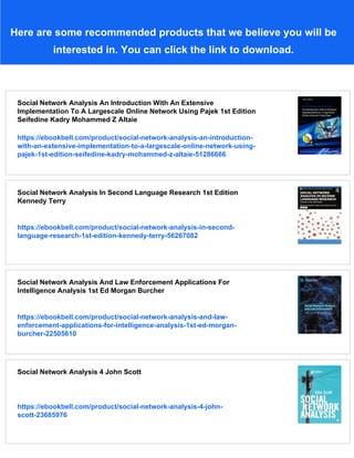 Social Network Analysis David Knoke Song Yang | PDF