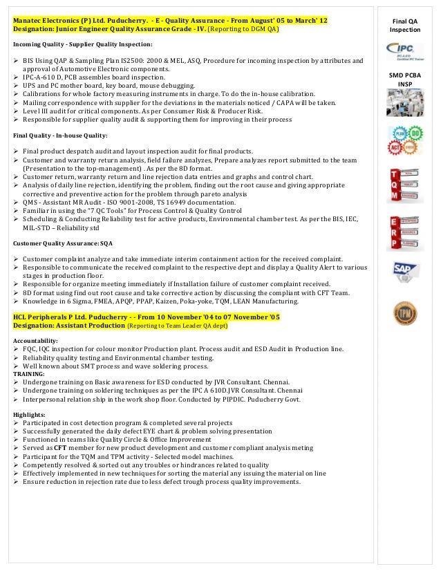 Ipc Validation Engineer Resume Ipc Validation Engineer Resume