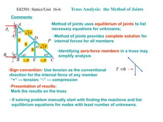 Truss Analysis-the Method of Joints for truss analysis | PPT