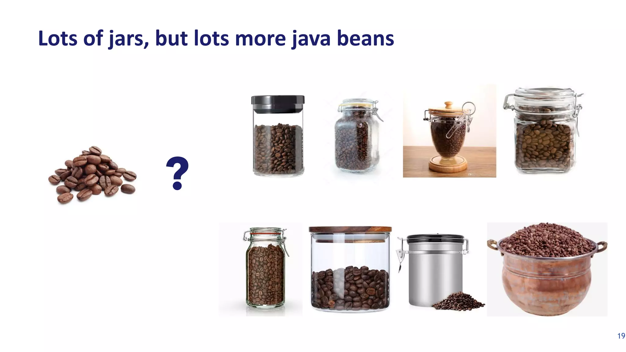 19
Lots of jars, but lots more java beans
?
 