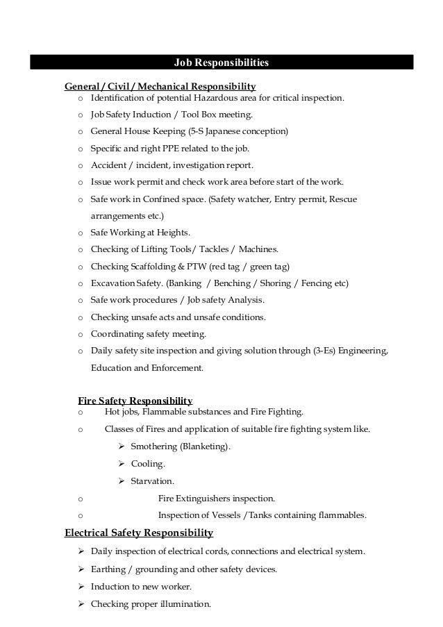 safety officer cv doc