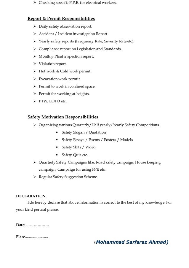 safety officer cv doc