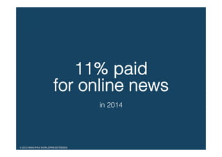 © 2015 WAN-IFRA WORLDPRESSTRENDS!
!
11% paid !
for online news!
in 2014 !
 