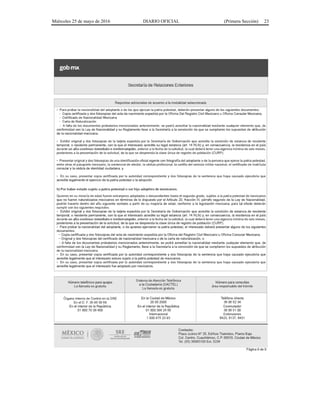 Miércoles 25 de mayo de 2016 DIARIO OFICIAL (Primera Sección) 23
 