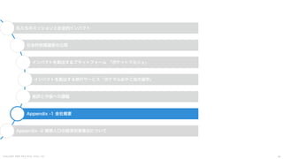 C o p y r i g h t 2 0 2 5 A m e K a z e T a i y o , I n c . 4 9
私たちのミッションと社会的インパクト
社会的財務諸表の公開
インパクトを創出するプラットフォーム 「ポケットマルシェ」
インパクトを創出する旅行サービス「ポケマルおやこ地方留学」
総評と今後への課題
Appendix -1 会社概要
Appendix -2 関係人口の経済効果算出について
 