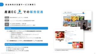 C o p y r i g h t 2 0 2 5 A m e K a z e T a i y o , I n c . 5 6
自 治 体 向 け 支 援 サ ー ビ ス 事 例 ①
発注者
事業名
目的
主な業務内容
受託の理由／ポイント
群馬県農政部ぐんまブランド推進課
ニューノーマルに対応した県産農畜産物PR事業
l 生産者の販路開拓・定着支援
l 群馬県産農畜産物の認知度向上及びファン獲得
［1］産直ECポケットマルシェ上での群馬県農畜産物の販売促進
• 生産者向け登録説明会
• 生産者向けEC販売ノウハウを伝えるワークショップ
• 割引クーポン付きキャンペーン
• 産地と消費者とを繋げるオンラインイベントの企画/実施
［2］首都圏飲食店とコラボした群馬県農畜産物フェアの企画/実施
l 産直ECのパイオニアとしての流通実績
l 過年度での同様の事業での成果
l 首都圏飲食店とのコラボに関する企画性 ▲ 生産者向け研修会の様子
産 直 E C で の 販 売 促 進
 