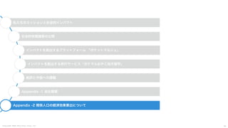 C o p y r i g h t 2 0 2 5 A m e K a z e T a i y o , I n c . 6 0
私たちのミッションと社会的インパクト
社会的財務諸表の公開
インパクトを創出するプラットフォーム 「ポケットマルシェ」
インパクトを創出する旅行サービス「ポケマルおやこ地方留学」
総評と今後への課題
Appendix -1 会社概要
Appendix -2 関係人口の経済効果算出について
 