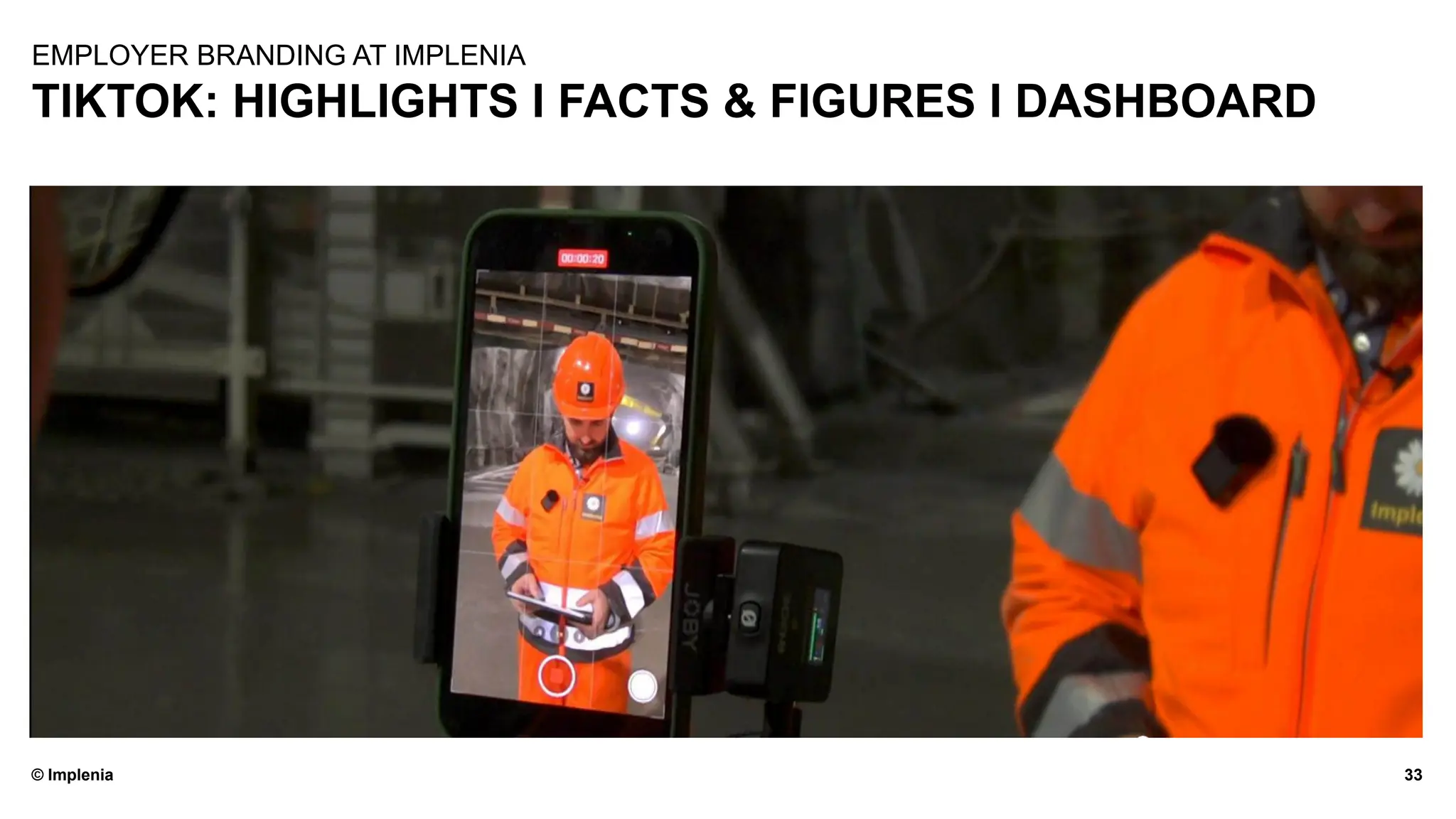 © Implenia
TIKTOK: HIGHLIGHTS I FACTS & FIGURES I DASHBOARD
33
EMPLOYER BRANDING AT IMPLENIA
 