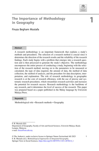 Methodological Approaches In Integrated Geography 1st Ed 2023 Firuza ...