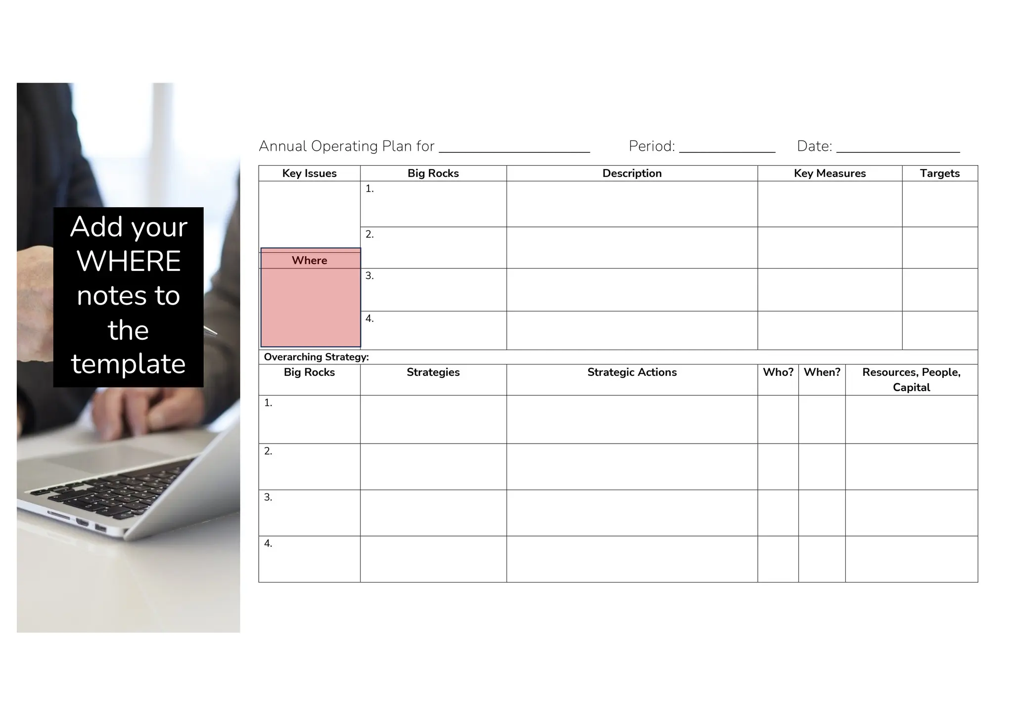 Add your
WHERE
notes to
the
template
 