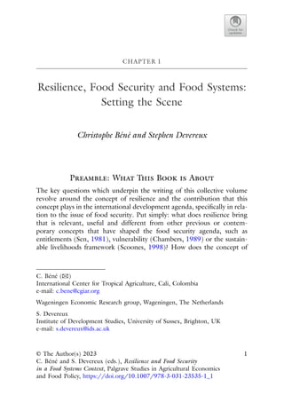 Resilience And Food Security In A Food Systems Context Christophe Bn | PDF