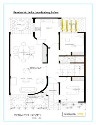 Iluminación de los dormitorios y baños:
Iluminación:
 