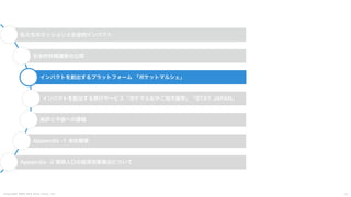 C o p y r i g h t 2 0 2 5 A m e K a z e T a i y o , I n c . 2 7
私たちのミッションと社会的インパクト
社会的財務諸表の公開
インパクトを創出するプラットフォーム 「ポケットマルシェ」
インパクトを創出する旅行サービス「ポケマルおやこ地方留学」「STAY JAPAN」
総評と今後への課題
Appendix -1 会社概要
Appendix -2 関係人口の経済効果算出について
 