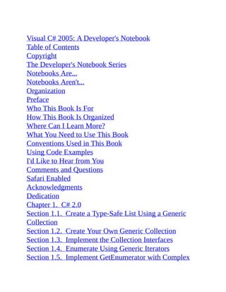 Visual C 2005 A Developers Notebook Jesse Liberty | PDF