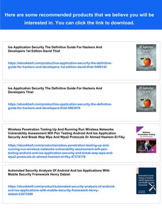 Ios Application Security The Definitive Guide For Hackers And ...