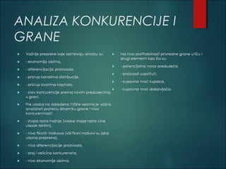 ANALIZA KONKURENCIJE I
GRANE
 
