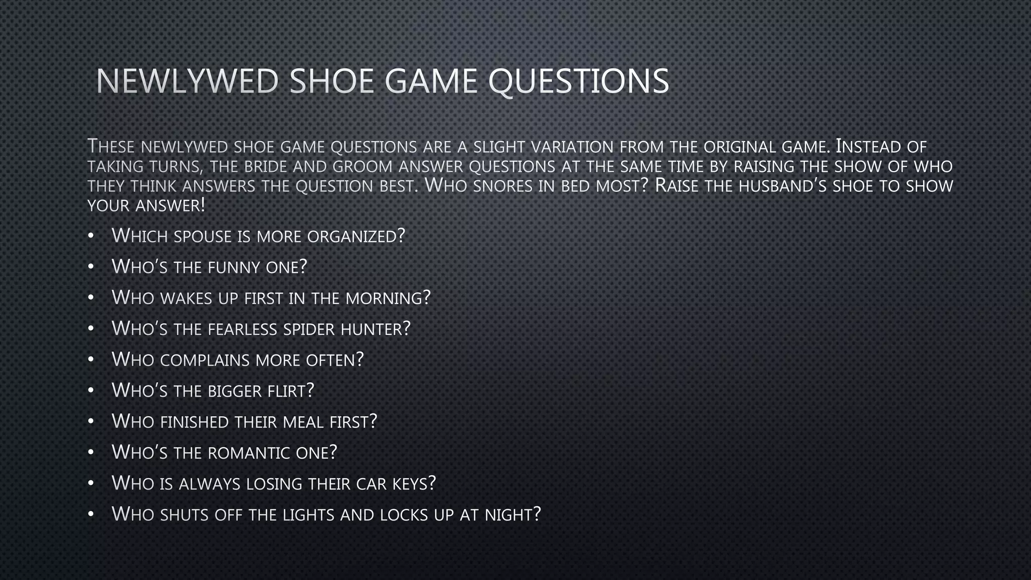 250 Newlywed Game Questions For Any Crowd | PPTX