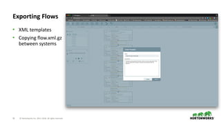 42 © Hortonworks Inc. 2011–2018. All rights reserved
Exporting Flows
• XML templates
• Copying flow.xml.gz
between systems
 
