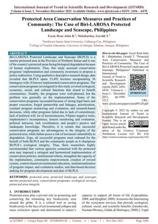 Protected Area Conservation Measures and Practices of Community The ...