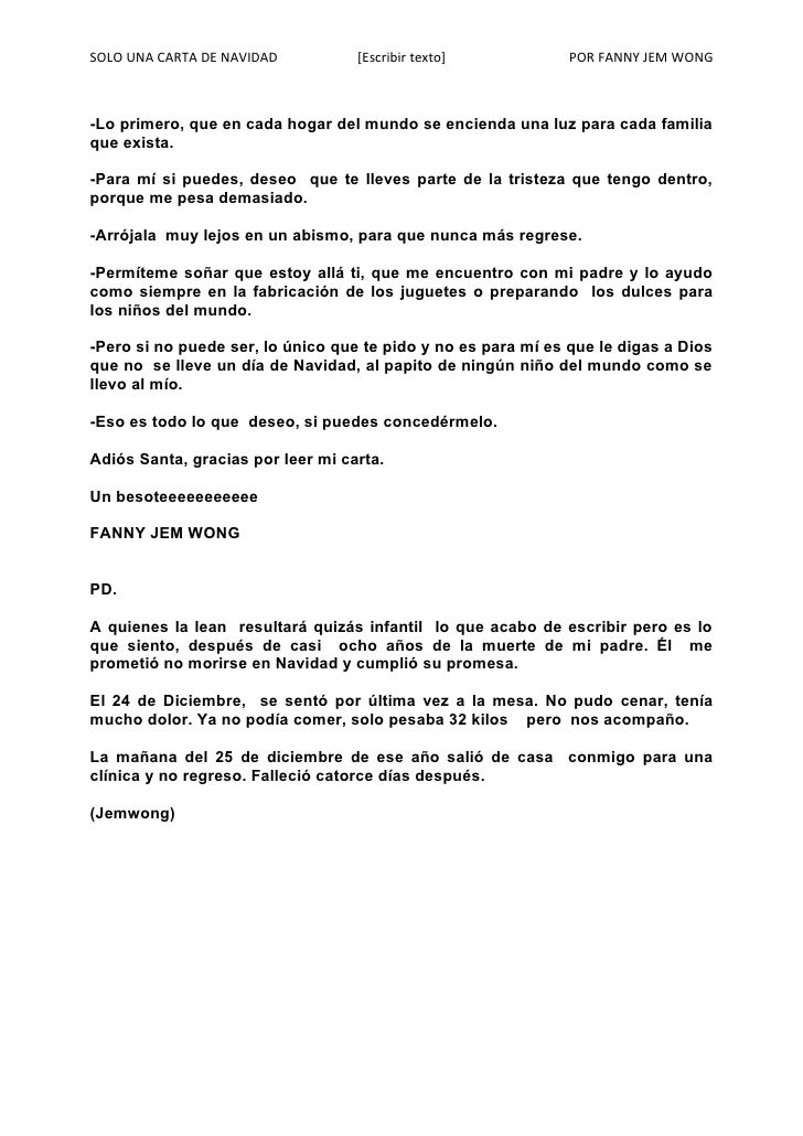 Una Carta De Navidad "Hola Papa Noel" por Fanny Jem Wong