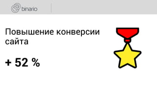 Повышение конверсии
сайта
+ 52 %
 