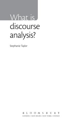 What Is Discourse Analysis Stephanie Taylor | PDF