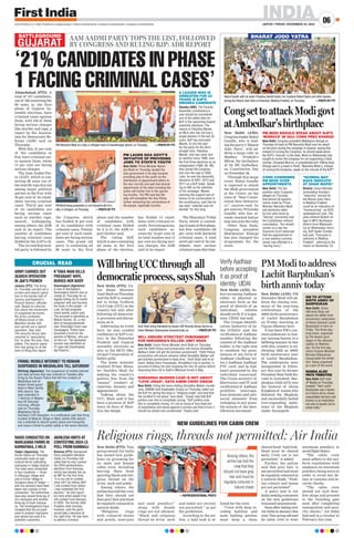 New Delhi (ANI):
CongressleaderRahul
Gandhi, who is lead-
ing the party’s ‘Bharat
Jodo Yatra’, will ad-
dress a mega rally...
