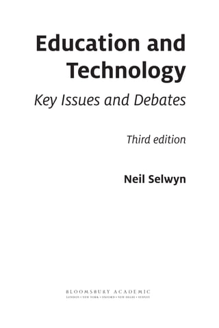 Education And Technology Key Issues And Debates Neil Selwyn | PDF