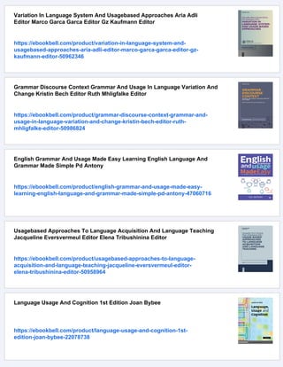 Language Usage And Language Structure Kasper Boye Editor Elisabeth ...