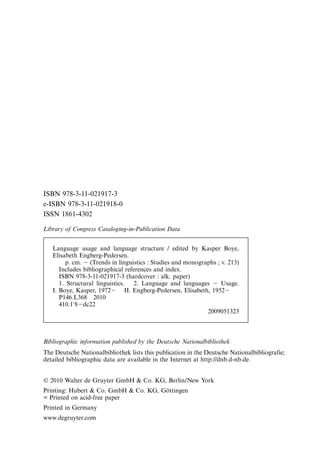 Language Usage And Language Structure Kasper Boye Editor Elisabeth ...